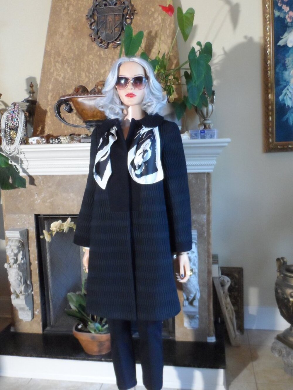 M Missoni Black Textured Wool Blend Swing Coat Size IT 40 US 4